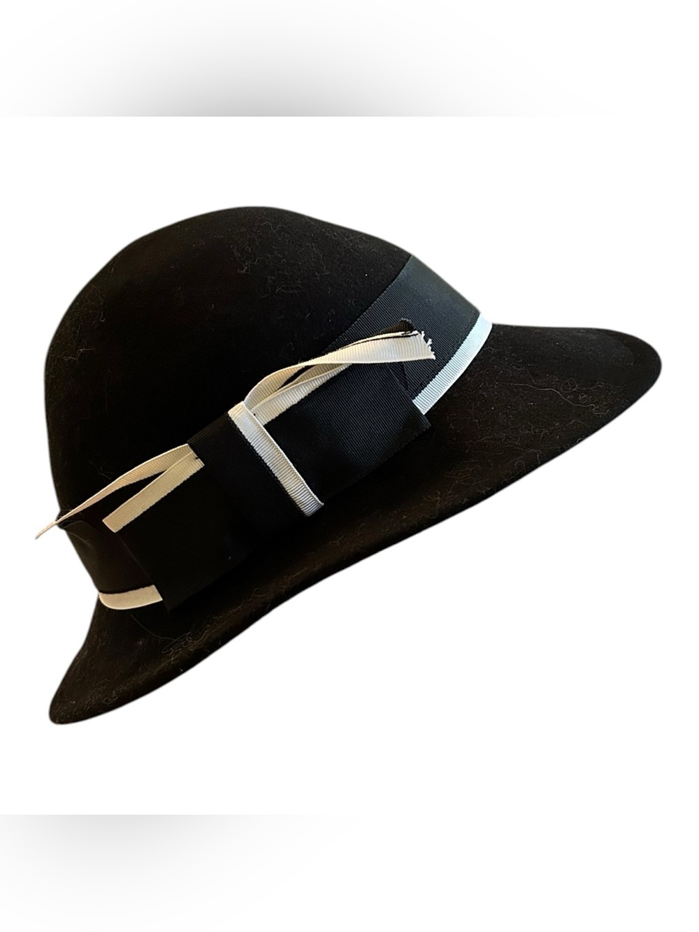 BETMAR New York Black Wool Ribbon Hat Derby Cloche Church NWT Vintage Nordstrom